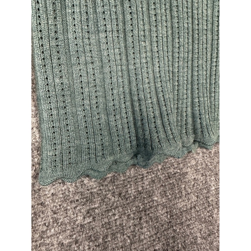 J.Crew Womens Coquette Scalloped Pointelle Merino Wool Sweater Sage Green Small - Picture 8 of 9
